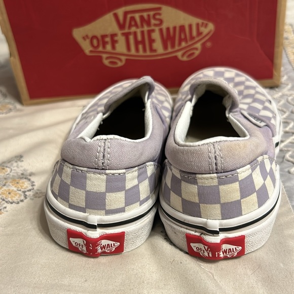 Vans kids slip on lavender purple and white check - Picture 3 of 6